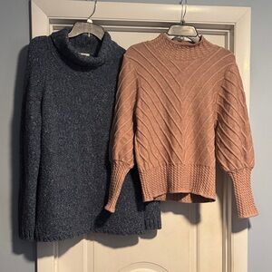2 sweaters for twenty dollars . Cowl and Turtleneck Sweater Set in Blue and Pink